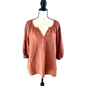 CALSON | Terra Cotta Orange Long Boho Top